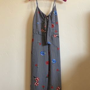Adorable Pinstriped Flower Jumpsuit Romper, Small